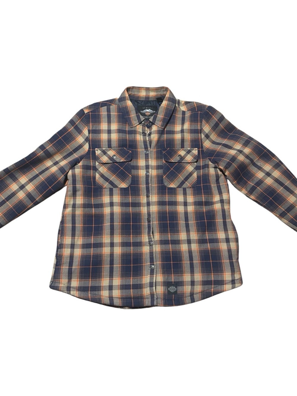 Large Harley Davidson Long Sleeve Padded Flannel Jacket Shirt Button Up